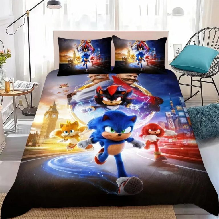 Sonic Themed Soft Cotton Duvet Cover Set for Dorm Makeovers